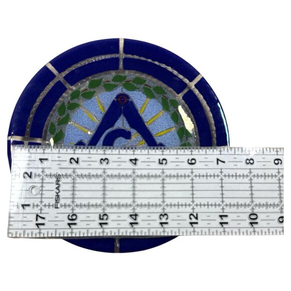 Masonic Plate Signed Silva ’81 Blue Square Compass G Freemason Symbol 7” - Picture 4 of 5
